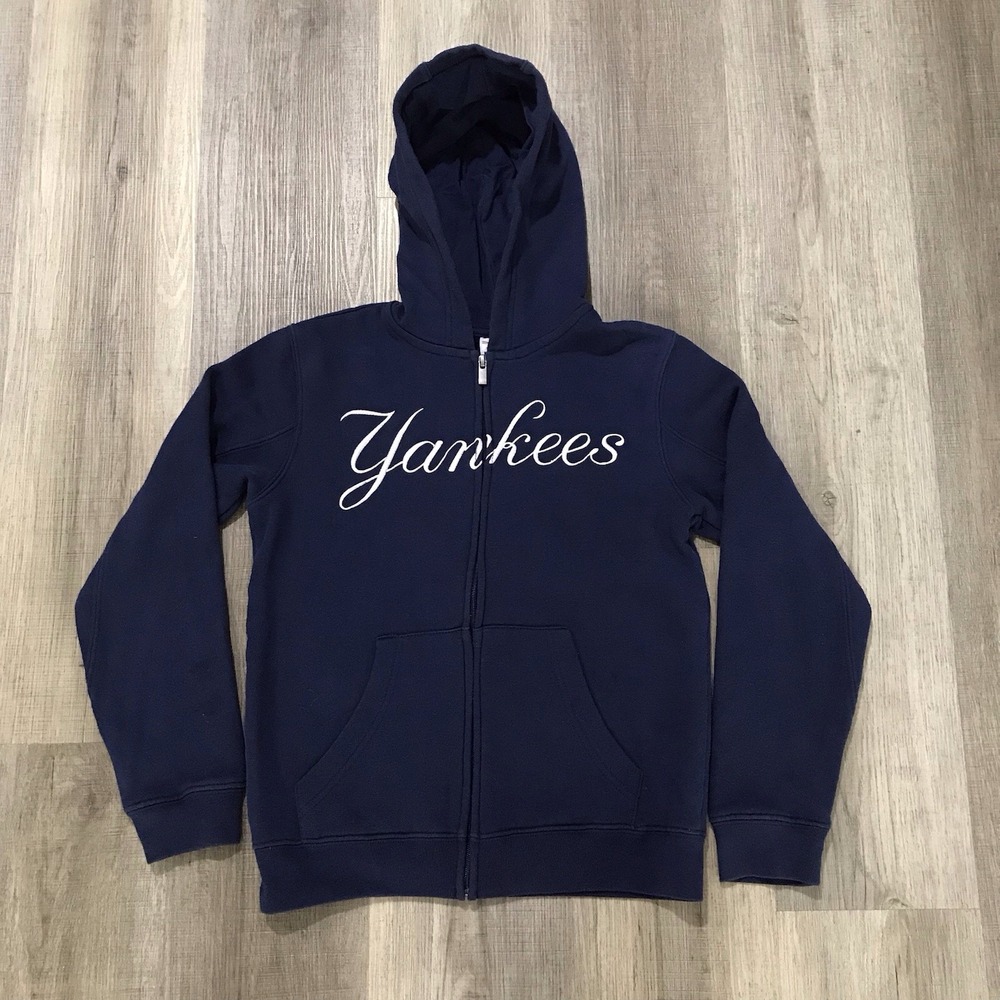 New York Yankees Youth Hoodie Medium 10-12 Full Zip Hooded Sweatshirt